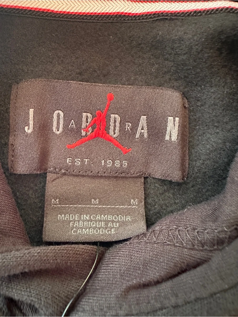 Jordan Essentials Flight Fleece Hoodie Black Red Size M